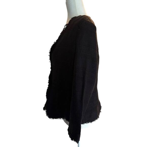 Banana Republic Black Raw Edge Open Front Professional Blazer Size 14 - Picture 6 of 11